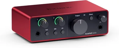 Focusrite Scarlett Solo 4ª Gen. Interfaz de Audio USB para Guitarristas, Cantantes o Productores. Grabación con Sonido de Estudio y Alta Fidelidad - 37% de Descuento