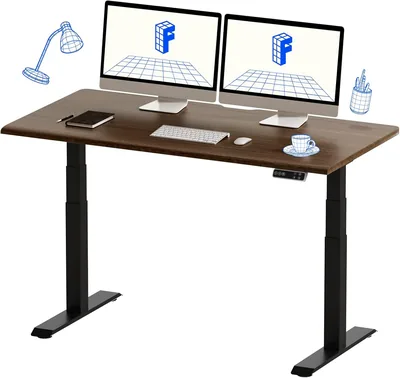FLEXISPOT 電動調整デスク、高さ調節デスク、コンピューターデスク、E7セット（フレーム（ブラック）+ 天板（ウォールナット）、ベストディール