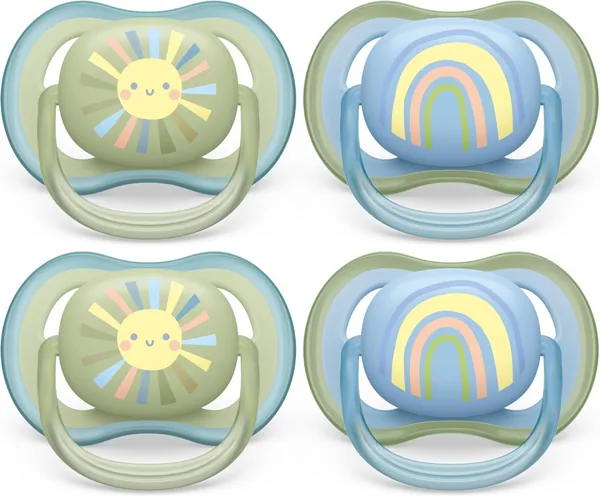 Philips Avent Ultra Air Pacifier - 4 x Light, Breathable Baby Pacifiers for Babies Aged 0-6 Months, BPA Free with Sterilizer Carry Case (Model SCF085/49)