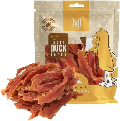 MERSJO Canne de Canard Tendre Séchée au Vent - 92% Viande, Naturelle, Sans Gluten et Sans Blé, Haute Protéine pour Chiens