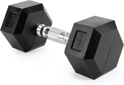 TREXO Gewichten 2,5kg - 35kg Hexagonale rubberen gietijzer voor krachttraining thuis met ergonomische grip en stabiliteit