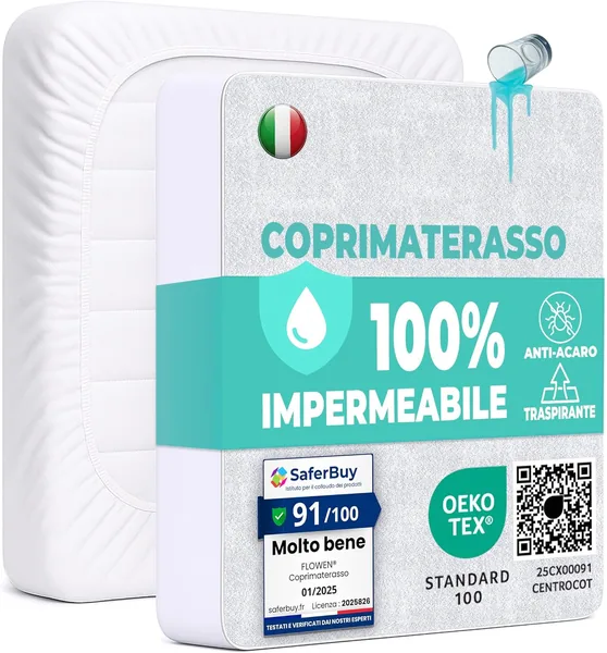 Waterproof Double Mattress Protector White Cotton and Microfibre Fitted Sheet