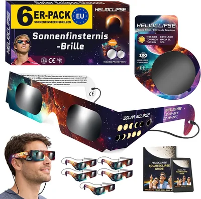 Lunettes de l'éclipse solaire Helioclipse 6x 2026 - ISO 12312-2 - Meilleures affaires