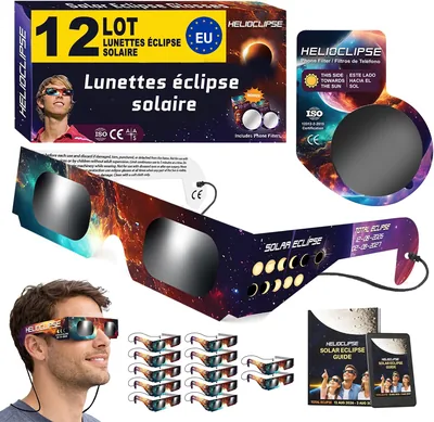 Lunettes de l'éclipse solaire Helioclipse - Protection ISO 12312-2 pour les yeux - Meilleures affaires