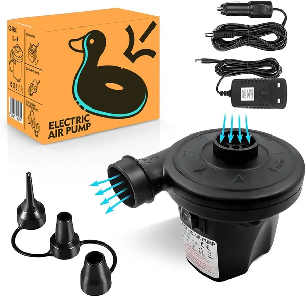 Roe Tenpo Electric Air Pump with 3 Nozzles/Inflate Or Deflate Swimming Ring