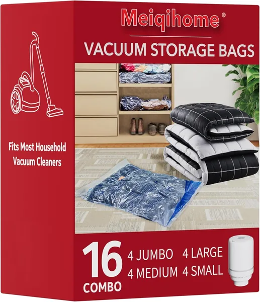 MEIQIHOME Set of 16 Vacuum Bags with Electric Pump - 4J/4G/4M/4P