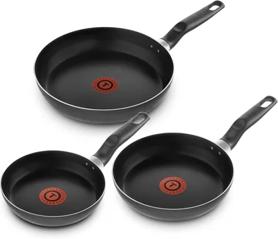 T-FAL Juego de sartenes easy cook negro con cubierta antiadherente, indicador de calor - 21% Descuento