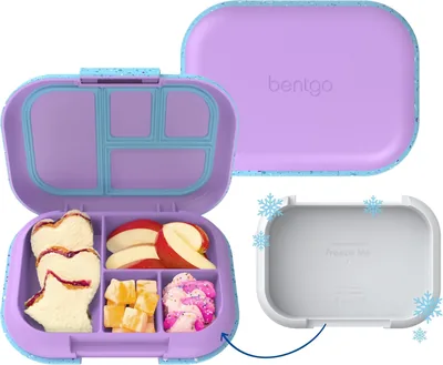 Bentgo Chill Kids 4-Compartment Bento Box Leakproof Lunch Box | Built-In Ice Pack, 3.3 Cup Capacity,