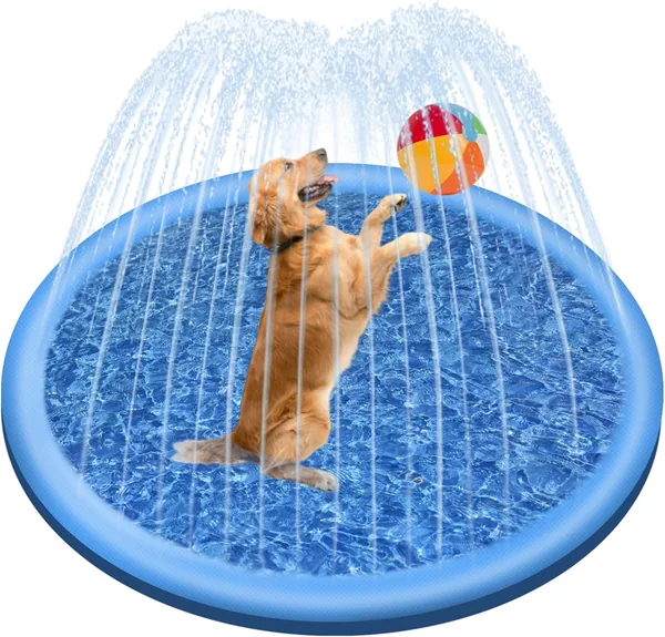 Jsdoin Hondenzwembad - 100 cm Opblaasbaar Hondenzwembad voor Honden, Vouwbare Dikke Sprayer voor Buitenspeelmat in de Tuin voor de Zomer
