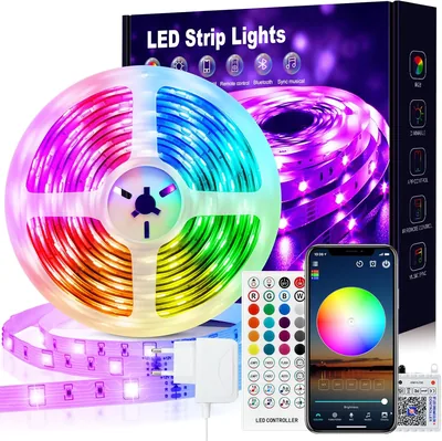 VKH LED Strip 5 m, Bluetooth RGB LED Streifen mit Selbstklebepad und Fernbedienung, 27% Rabatt