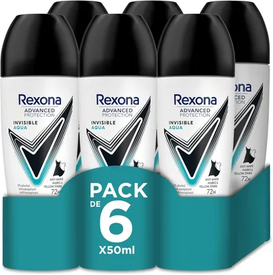 Rexona Advanced Protection Roll-On Antiperspirante Desodorante para Mujeres INVISIBLE AQUA 72h 50 ML x6 - 57% de descuento