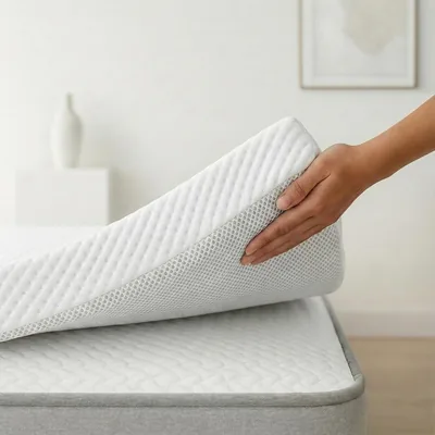 Topper de Memory Foam 135 x 190 cm - 8 cm de Espesor | Hecho en España | Alivia Presión | Reduce Tensión Corporal | 100% Memory Foam