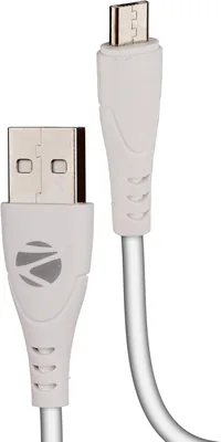 ZEBRONICS MU240 USB - 18W तेज चार्जिंग, चार्ज और सिंक, 1M व्हाइट माइक्रो USB केबल, 67% ऑफ