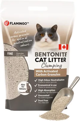 Litière pour chat Flamingo - Sans parfum - Granules de charbon - 12 kg pour 10 SEMaines - Origine Canada - Neutralise les odeurs désagréables