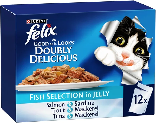 Felix As Good As It Look Doubly Delicious Wet Cat Food Fishy Selections 85g (Pack of 12)