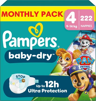 Pampers Baby-Dry Nappies Size 4 222 Count Best Deal