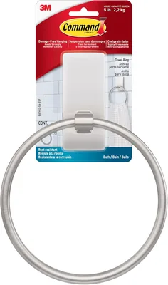 Command BATH52-SN-ESF Towel Hanger, Large, Satin Nickel