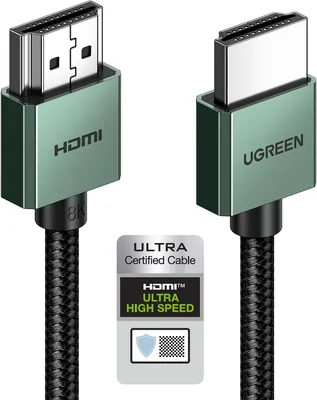 Câble HDMI UGREEN 2.1 Certifié 8K 60Hz 4K 240Hz HDR Dynamique HDCP eARC Haute Vitesse 48Gbps Aluminium Compatible avec PS5 et Xbox S