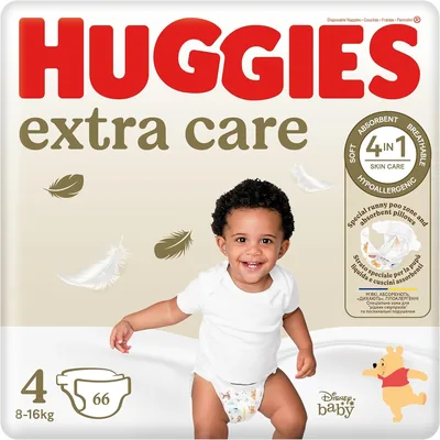 Huggies Extra Care Pieluszki, Rozmiar 4 (7-18 kg) - Najlepsza cena