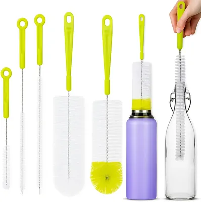 AMERTEER 5Pcs Bottle Cleaning Brush Set - Long Handle Cleaner for Narrow Neck Bottles