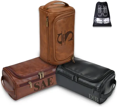 Neceser de piel personalizado para hombre, bolsa de viaje con iniciales grabadas, regalo ideal para padrinos de boda