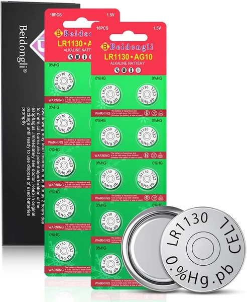Beidongli Pilas de bot n LR1130 AG10 1131 189 1,5 V bater a alcalina 20 Unidades LR54