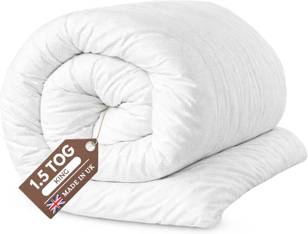 Quality Beddings King Duvet 1.5 Tog | Breathable Duvets for Summer Hot Nights