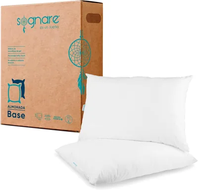 Sognare Línea Base - 2 Pack Almohadas Tamaño Estándar con Relleno Semi Firme de Microfibras de Gel y Tecnología Softy Touch (53% Off)