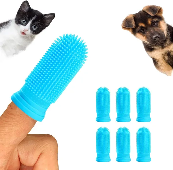 Tandborstel voor Honden, 6 Stuk Set Hund & Kat Tandborstel, 360° Silicontandborstel Puppy, Tandzorg voor Honden en Katten Best Deal