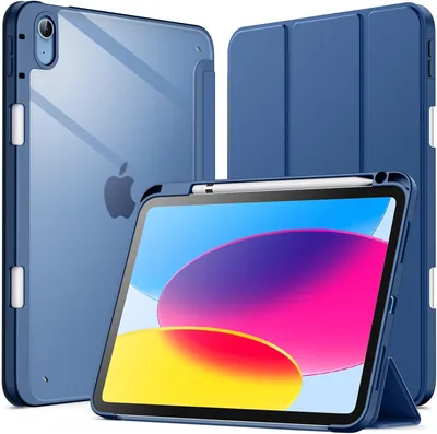 Custodia Jetech per iPad A16 (11a/10a Gen), Navy, Crystal Clear Retro con Supporto Per Pennino, Design Slim Tri-Folding