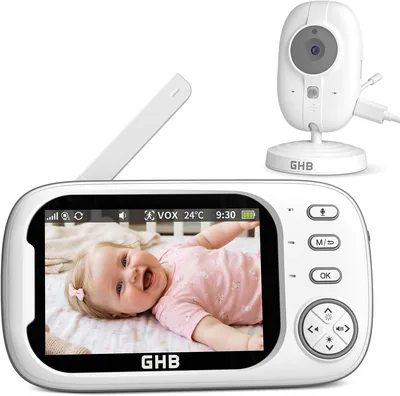 Surveilleur Bébé GHB 3,5 Pouces Écran LCD Caméra Surveillance Bébé 4x Zoom 8 Berceuses Sans WiFi 2.4GHz Surveillance Température - Meilleur Prix