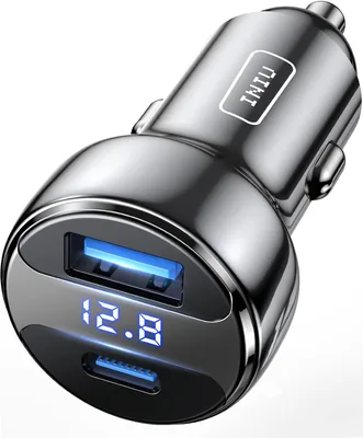 INIU Cargador de Coche, 66W Carga Rápida Adaptador de Encendido de Auto con 2 Puertos USB-C y USB-A PD & QC