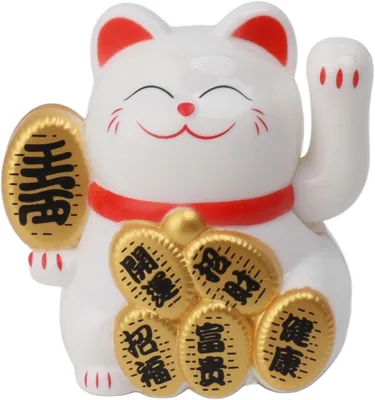 Kramt kat med väfande arm, solenergisk - Maneki Neko för lycka och vinst