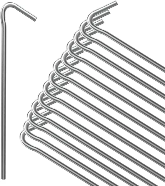 ANSIO Tent Pegs Pack of 20 Galvanised Metal Pegs 4mm x 9 inch