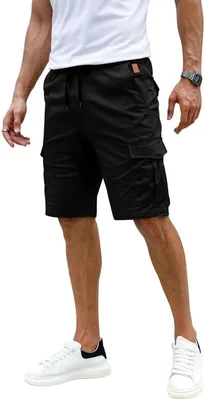 Elegancity Herren Cargo Shorts, Sommer Freizeithosen, Kurz elastische Taille Chinohosen mit 6 Taschen, S-XXL Best Deal