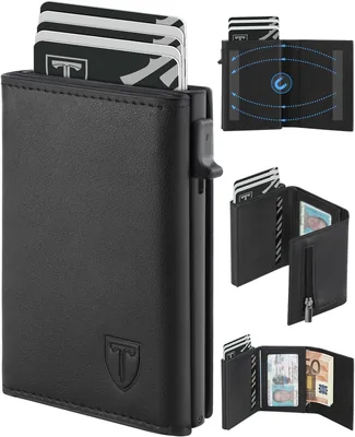 Portafoglio Uomo TEEHON Slim, Protezione RFID in Pelle, Portacarte di Credito Piccolo, con Portamonete e B