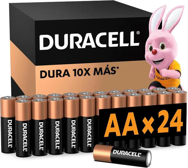 Pilhas Duracell AA Alcalinas Pequena Pack 24 Unidades - Duração 10x Maior - Ideal para Controle de Videogame e Brinquedos - 20% Off