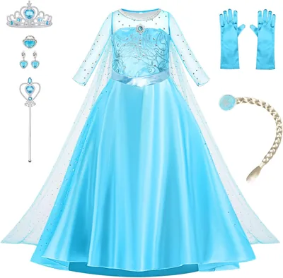 AOOWU Elsa Dress 9-Piece Costume Set