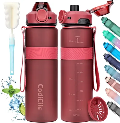 CodiCile Waterfles 1L BPA Vrij, Lekdicht Drinkfles, Grote Sportfles, Ideaal voor Gym, School of Kantoor - Best Deal