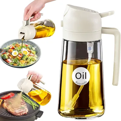 YARRAMATE Olive Oil Dispenser Bottle 2-in-1 Sprayer 16oz/470ml Glass Kitchen