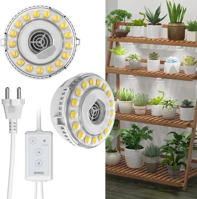 SANSI LED Grow Light 10W (25% Off) - Full Spectrum, 2 Head Lamp, Timing Switch