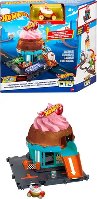 Hot Wheels Ciudad Pista de Juguete Heladería para Niños a partir de 3 años