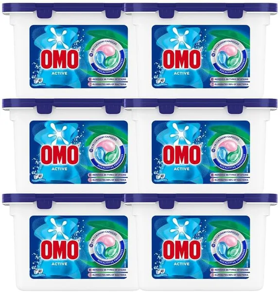 OMO 3in1 Laundry Capsules, Eucalyptus Freshness (Pack of 6), 90 Capsules