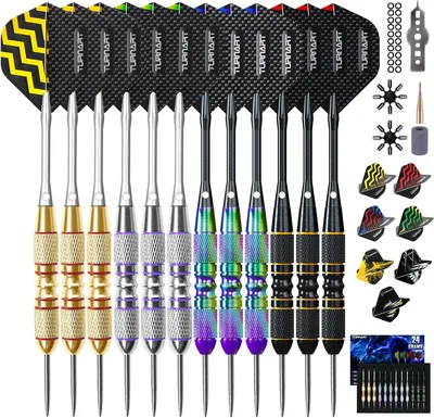 Turnart Darts Metal Tip Set - 12 st Pålitta Steel Tips Dartset Profi 22/24 Gramm