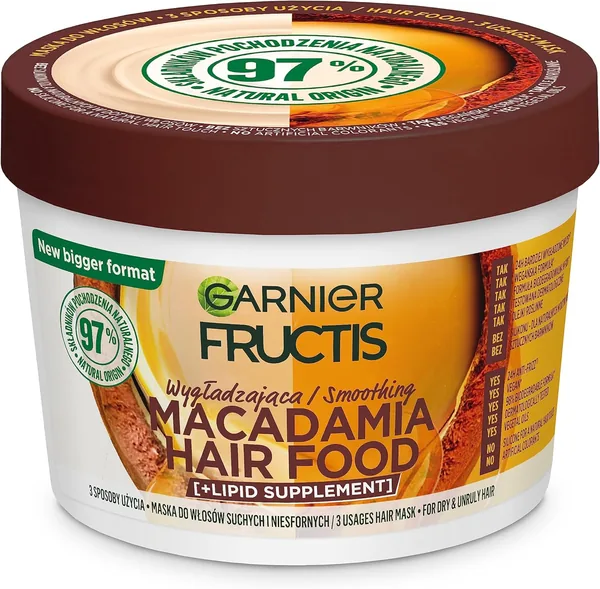 Maska do włosów Garnier Fructis Hair Food z makadamią dla suchych i niesfornych włosów 400 ml - Najlepsza cena