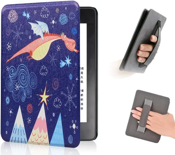 Kindle Paperwhite 6" Case - Premium PU Leather with Hand Strap & Auto Sleep/Wake