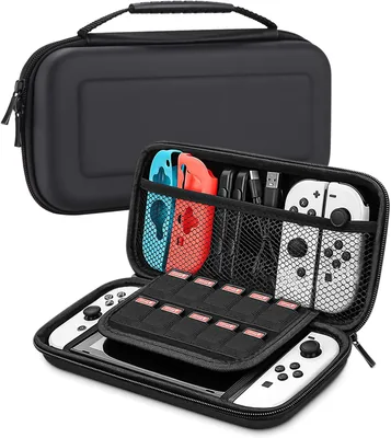 Case voor Nintendo Switch/Switch OLED Accessoires, Deluxe Hard Draagcase, Tas Bedekking met Grotere Opslagruimte voor Switch Console