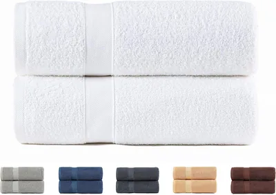 TodoCamas: Juego de 2 Toallas de Baño Grandes, 100% Algodón 550 GSM Ultra Suaves, Altamente Absorbentes y Rápidamente Secantes, 100 x 150 cm, Blanco - 30% de Descuento