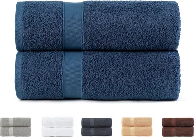Set de 2 Toallas de Ducha Todocama, 100% Algodón, 550 GSM, Ultra Suaves, Altamente Absorbentes y Rápida Secación, 70 x 140 cm, Azul Marino