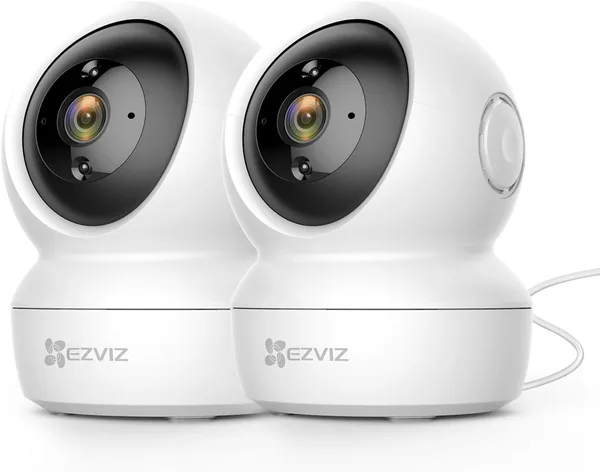 EZVIZ C6N (2-Pack) C maras Vigilancia WiFi Interior 360 , 1080P Camara Vigilancia Beb/Mascotas, Vision Nocturna, Audio Bidireccional, Deteccion de Movimiento,Control Remoto, Compa